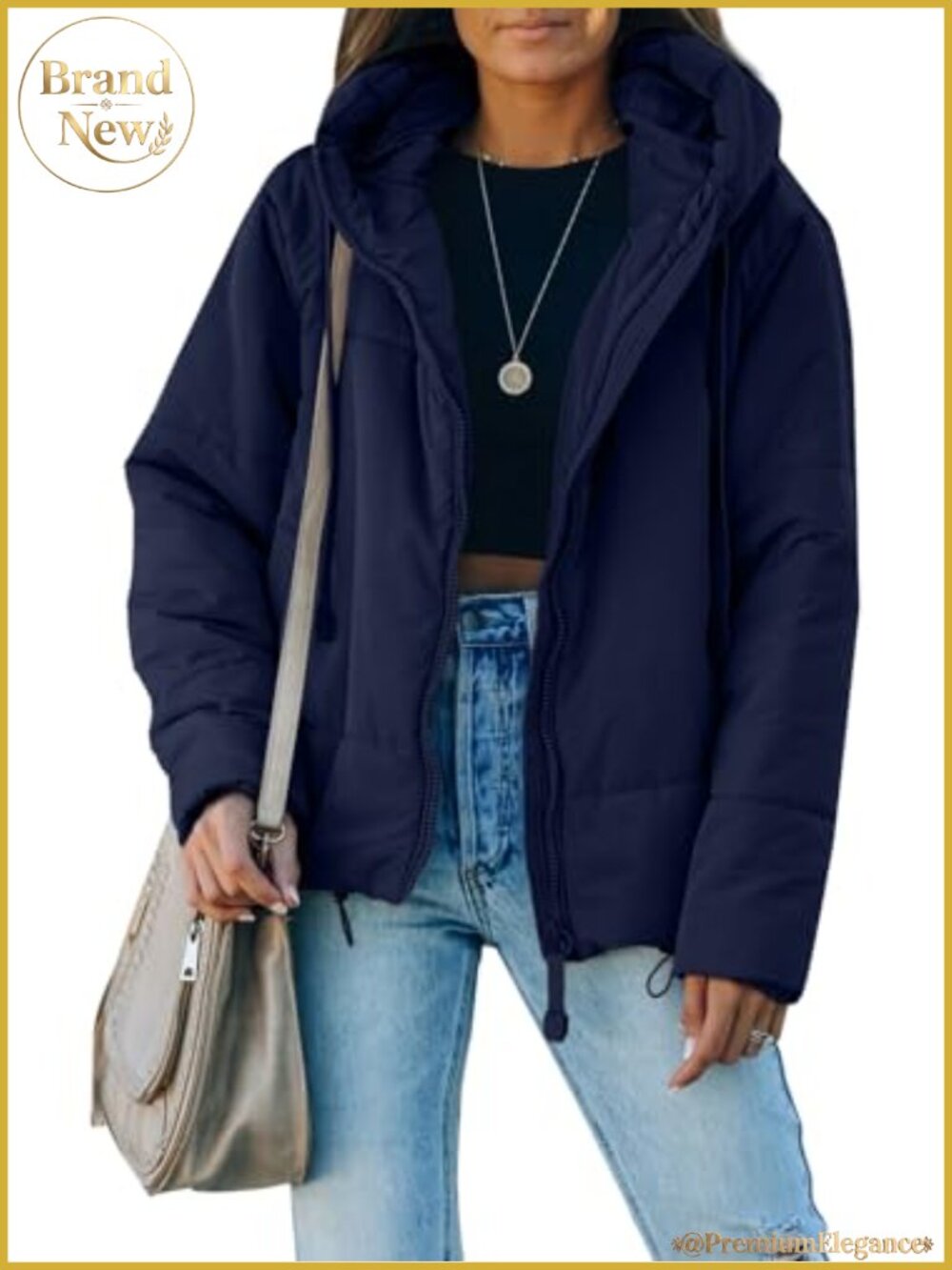 Women's Full Zip Hooded Puffer Jacket Short Coat Winter